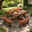 8-Person Square Picnic Table With Umbrella Hole Waterproof & Sturdy Cross Structure Outdoor Dining Set For Backyard Garden Camping Easy Clean