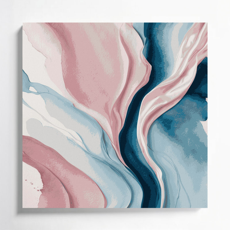 Aquarelle abstraite 66, art mural sur toile rose, H 12 po x l 12 po
