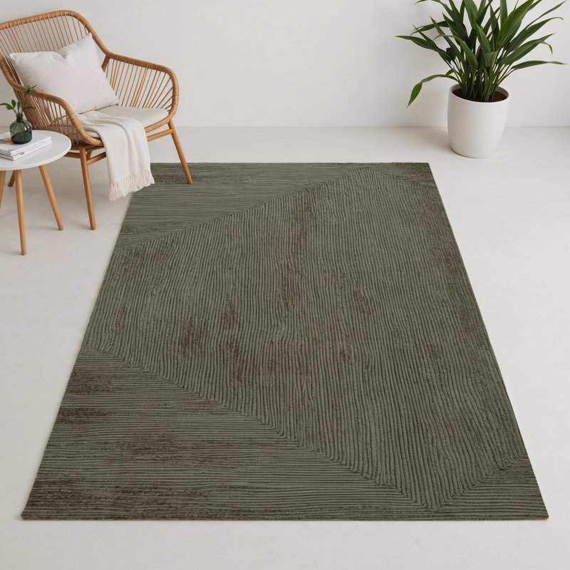 Abstract Gray Indoor and Outdoor Area Rug, Rectangle 5' x 7'