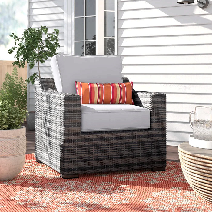 Chaise de patio entièrement assemblée avec coussin, canapé d'extérieur, Espresso, Gris