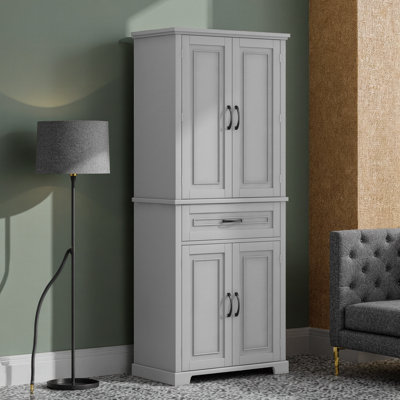 72” Tall Bathroom Storage Cabinet with Drawer & Door Racks - Adjustable Shelf, Multi-Level Organizer with Anti-Tip