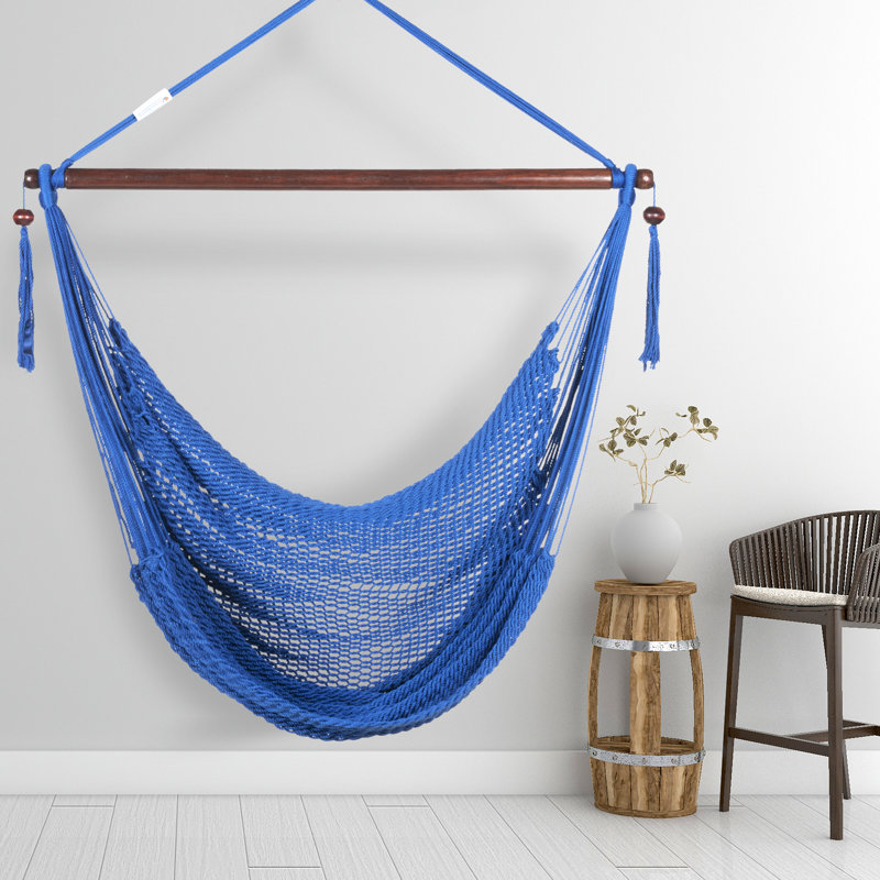Plummer Soft-Spun Polyester Rope Hammock Hanging Chair, Dark Blue