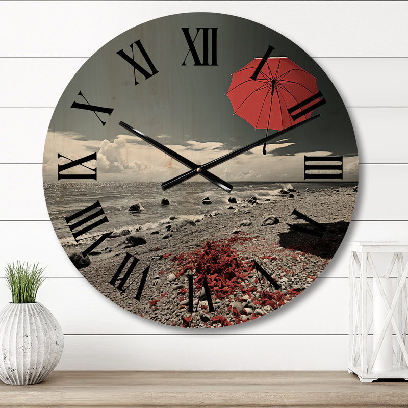 Horloge murale en bois massif Opelika, Petit