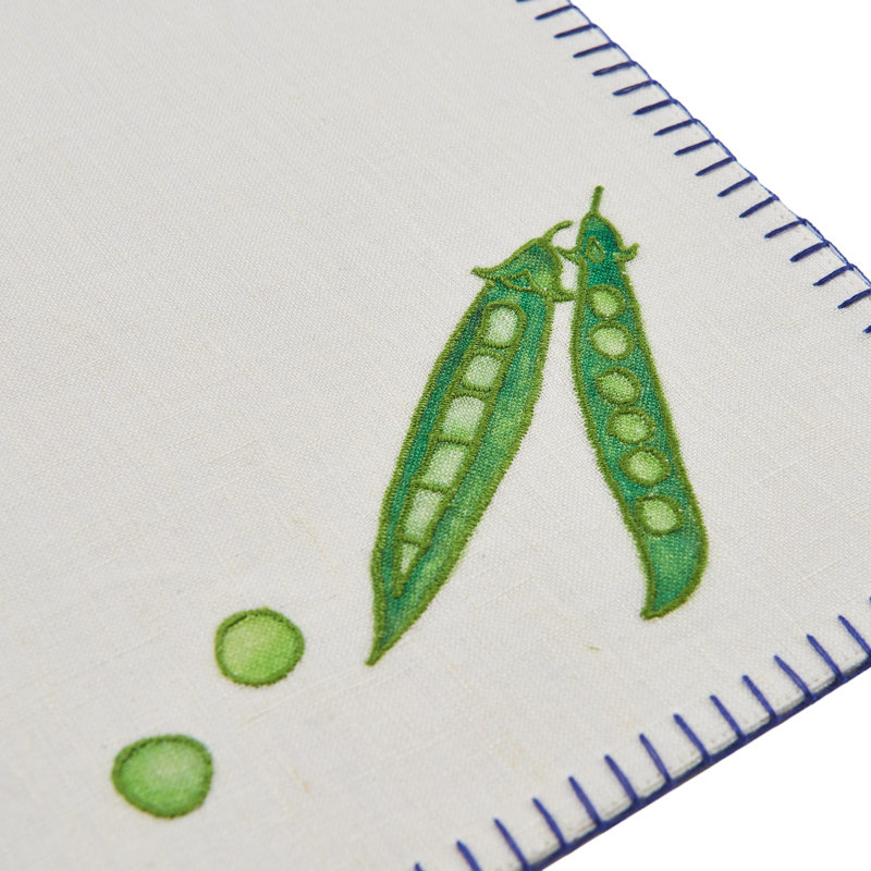 Embroidered Linen Rectangular Placemats, Green