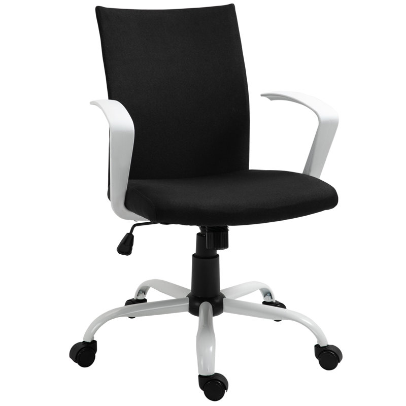 Chaise de bureau à dossier moyen, fauteuil pivotant en lin, noir