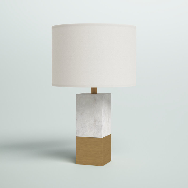Lena Table Lamp, Brass/Carrara Marble