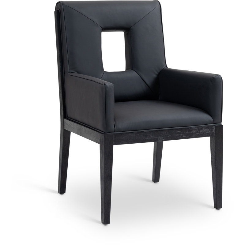 Fauteuil de salle à manger Flore, Noir, Cuir végétalien noir