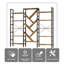Triple bibliothèque, grande bibliothèque industrielle en bois à 5 niveaux avec structure en métal, grande bibliothèque moderne-1700211130