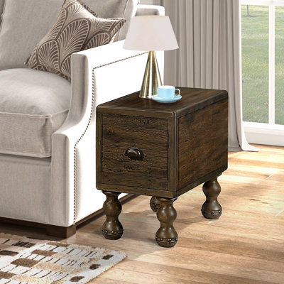 Solid Wood Living Room End Table With Drawer In , , Effortless To Put Together Rectangular Storage Drawer, Color, Easy Assembly