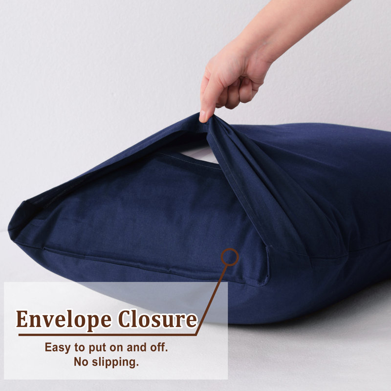 Taies d'oreiller en coton doux et respirant avec fermeture à enveloppe, housses de coussins de chambre à coucher confortables toutes saisons, paquet de 2