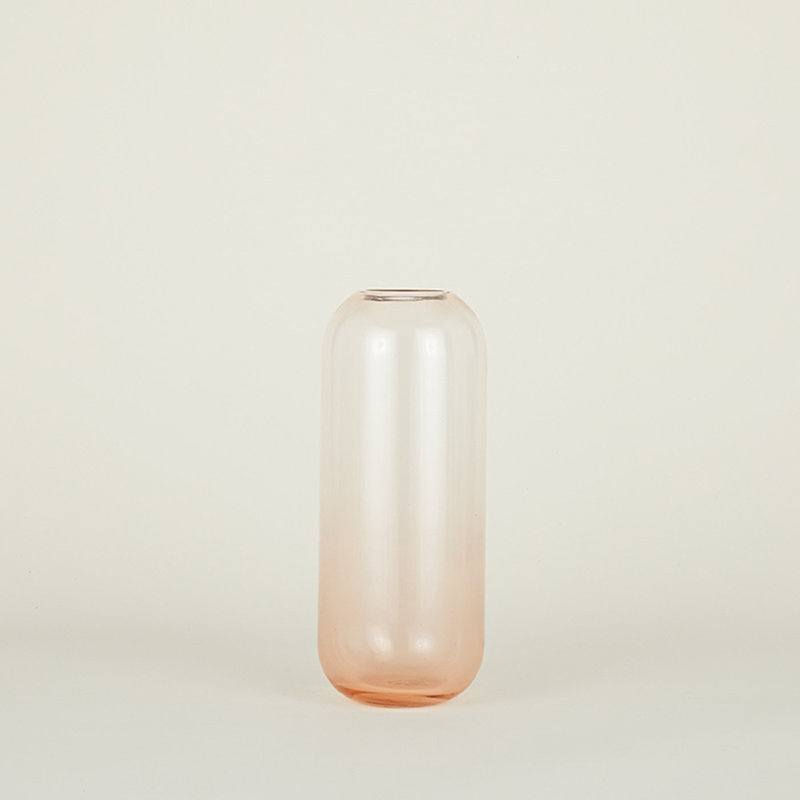 Aurora Handmade Glass Table Vase, 12.5" H x 5" W x 5" D, Blush