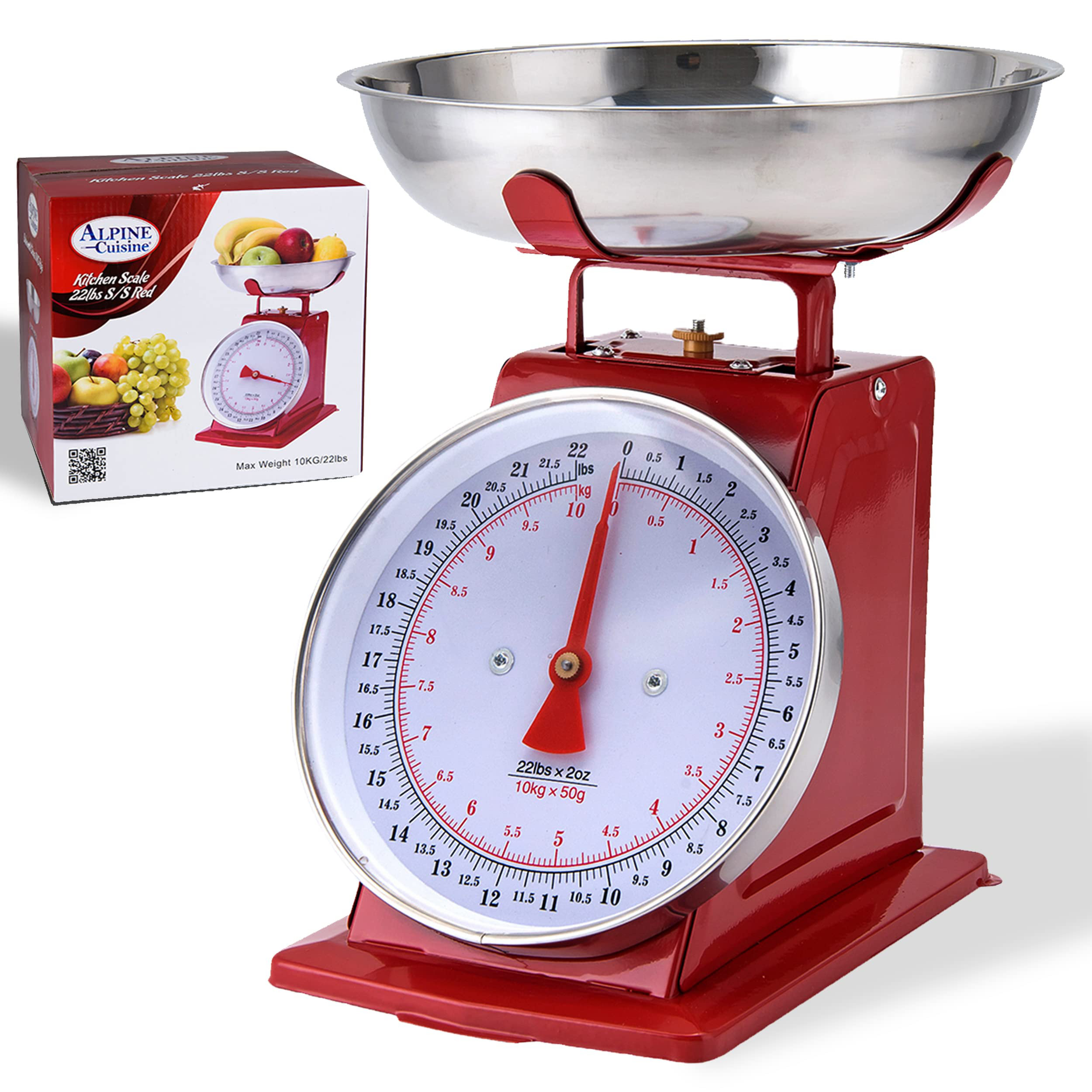 Escali Mercado Mechanical Dial Scale - Stainless Steel - 11 lb
