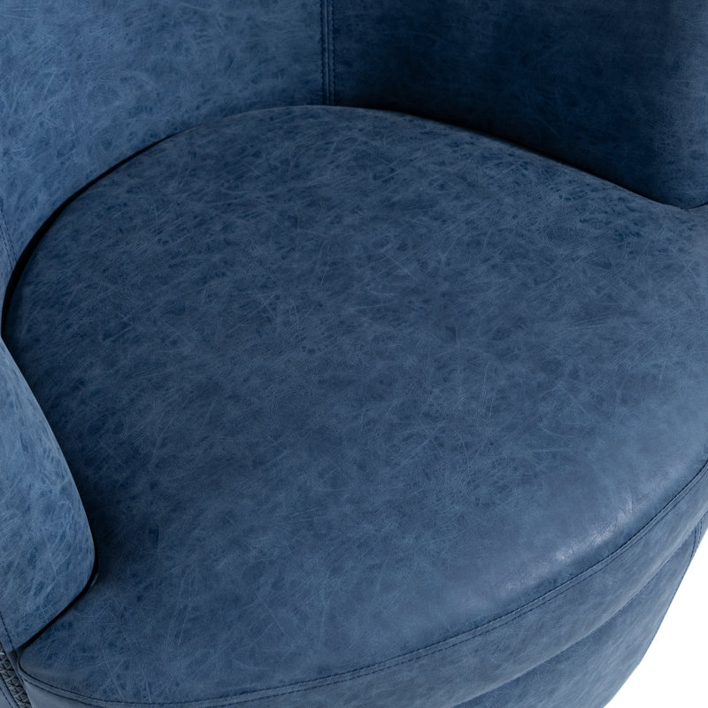 Aunna PU Leather Swivel Soft Cushion Accent Chair（Set of 2）, Navy Faux Leather