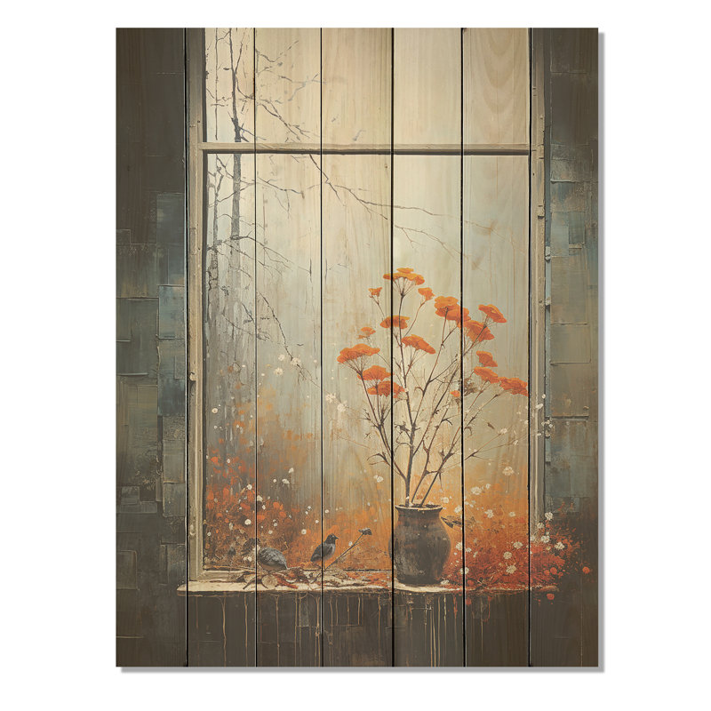 Meadow Windows View II - Meadow sur bois, H 44 po x l 34 po