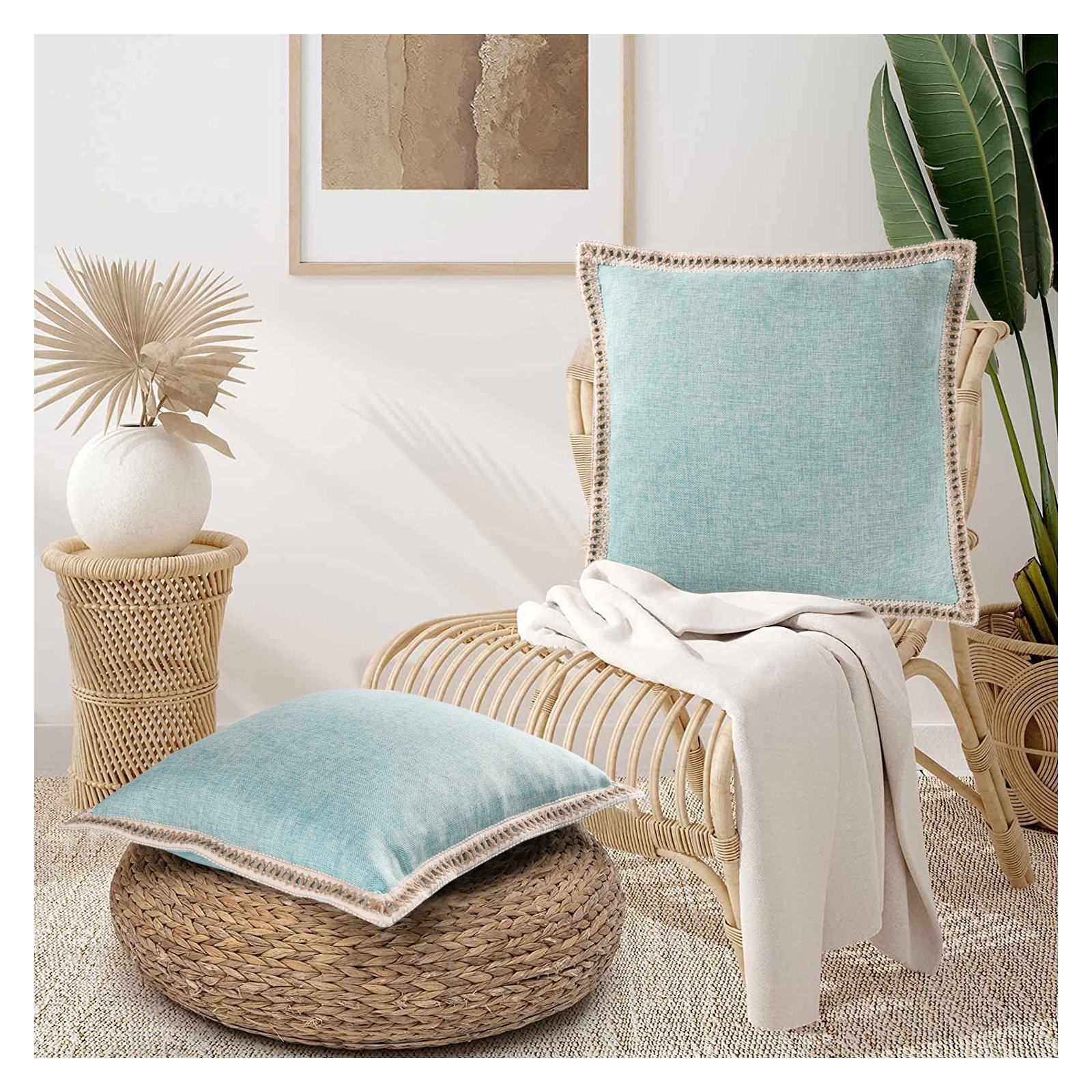 Color Pillow Cover, Aqua, Square 20"
