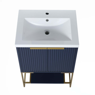Meuble-lavabo autoportant avec lavabo en résine
