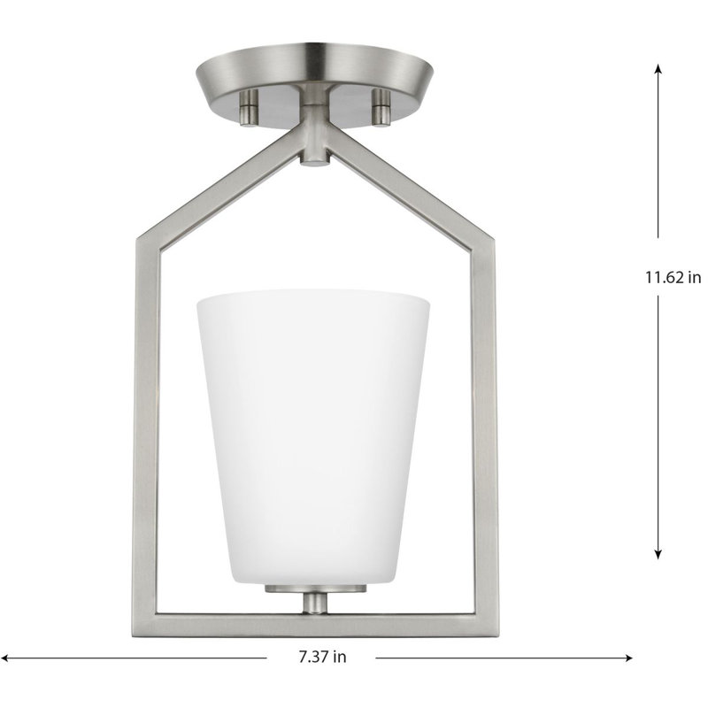 Glass Semi Flush Mount, Brushed Nickel