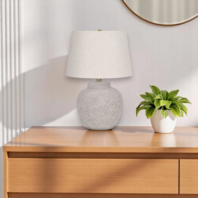 Lampe de table en béton et ivoire / abat-jour crème Elodge, H 21,77 po x l 14,7 po x P 14,79 po