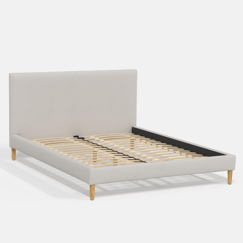 Lit plateforme Olivet, Simple, Velours performance gris clair Bella