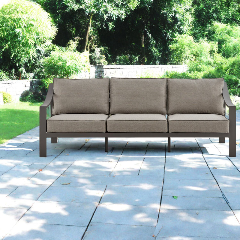 Canapés de patio modernes et durables, structure en métal brun pour l'extérieur