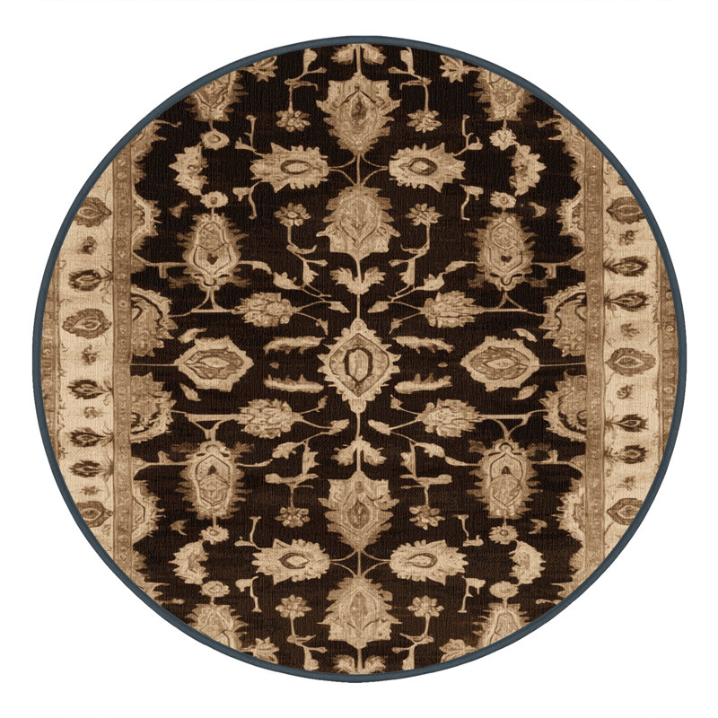 Tapis brun lavable à la machine, Rond 3 pi