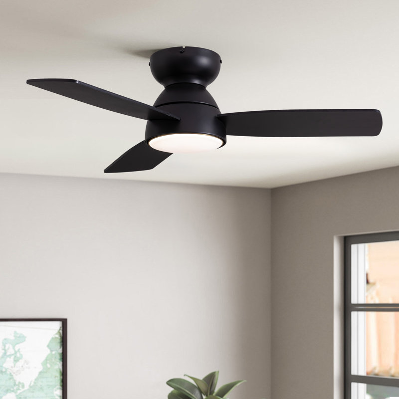 32'' Small Flush Mount Ceiling Fan With Led Lights & Remote Control, 32"