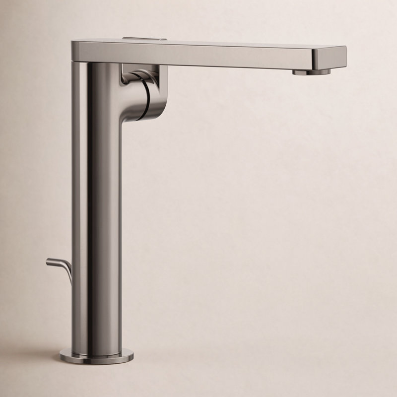 Robinet de salle de bain à un trou avec drain, Titane éclatant
