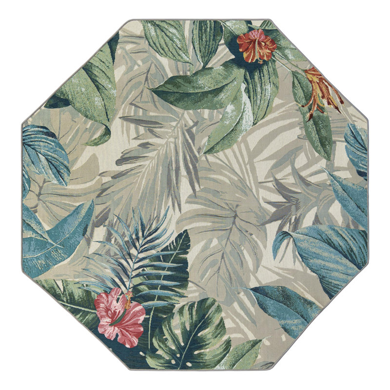 Anniston Multi_Unique Loom Kula Outdoor Modern Rug, Octagon 5'3" x 5'3"