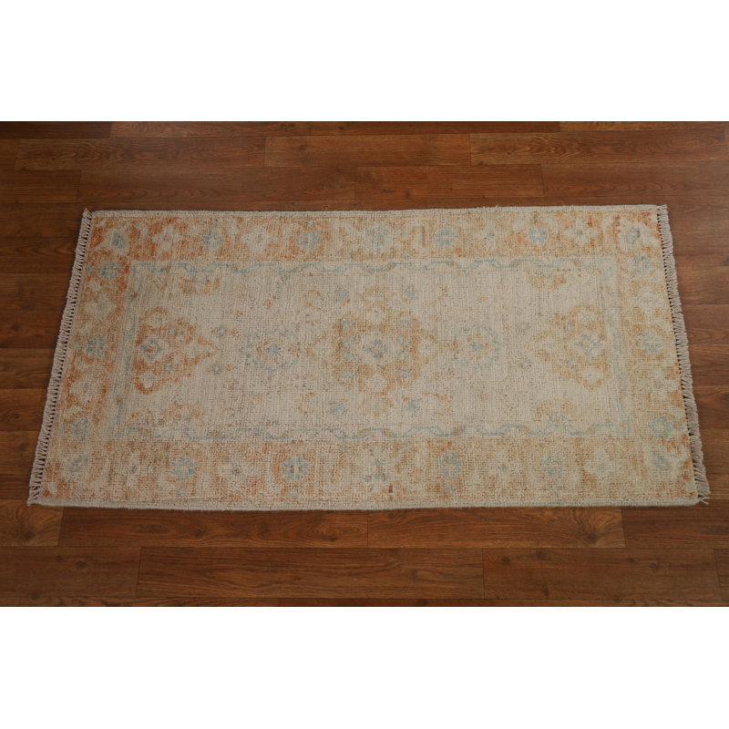 One-of-a-Kind Rectangle 2' X 3'10" New Age Wool Area Rug in Beige