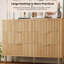 Natural 6 Drawer Fluted Wood Dresser with Gold Legs, Large Storage