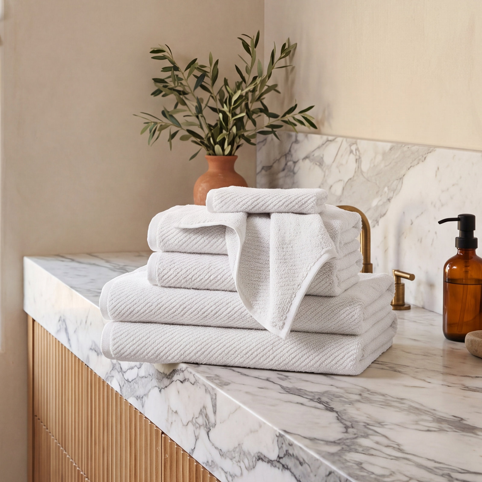 Air Weight Organic Cotton Towel Set, Alpine White