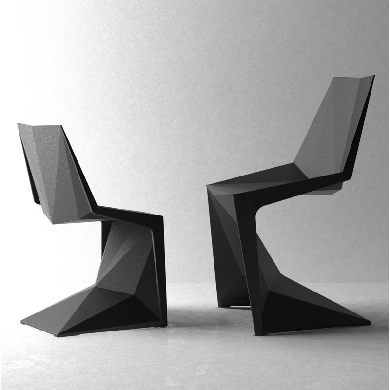 Voxel Stacking Patio Dining Chair, Black