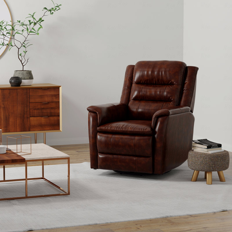 Global Home Swivel Glider Recliner With Manual Footrest, Brown