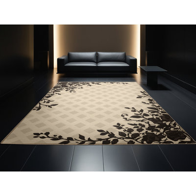 Tapis beige à motif treillis Paesyn Ivy