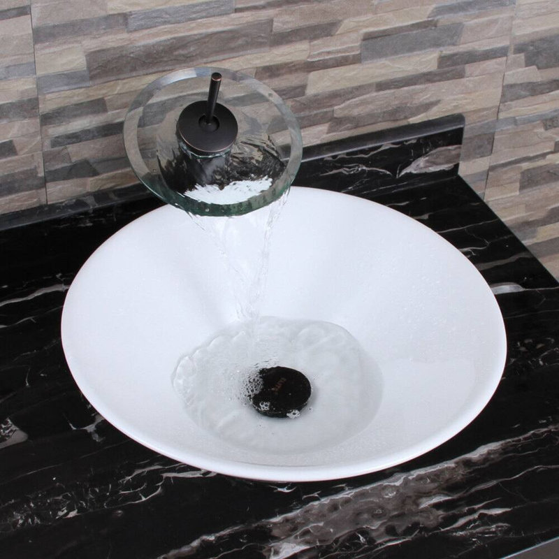 Lavabo vasque rond en céramique blanc brillant Roomfitter