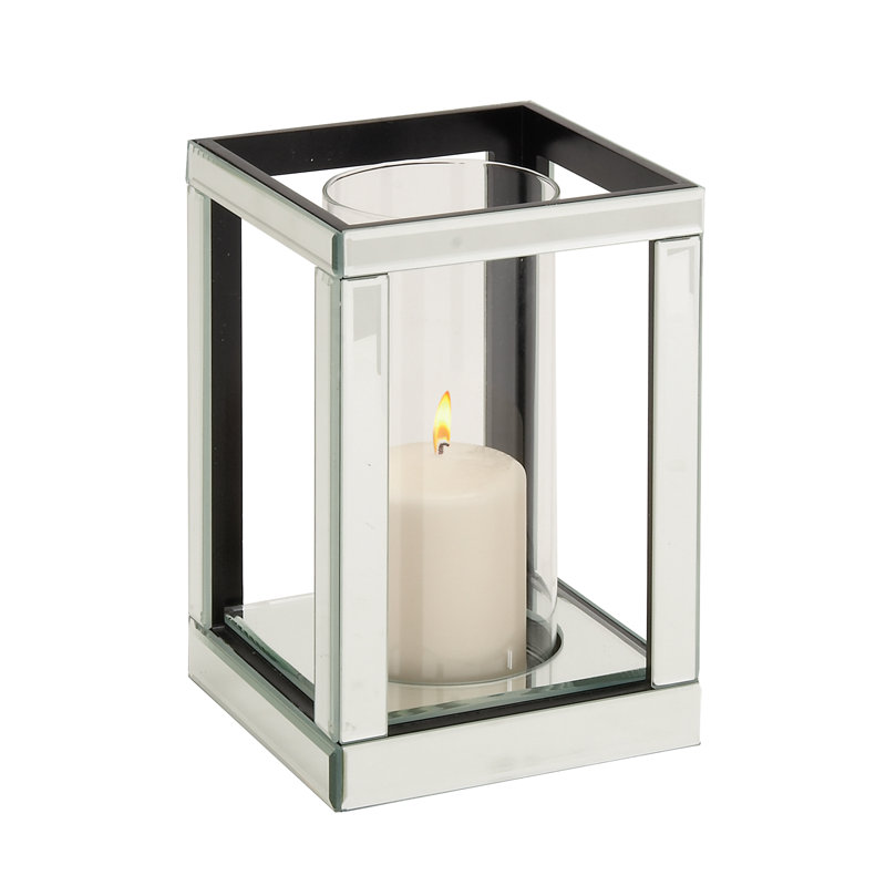 Lampe ouragan en verre avec accents en miroir
