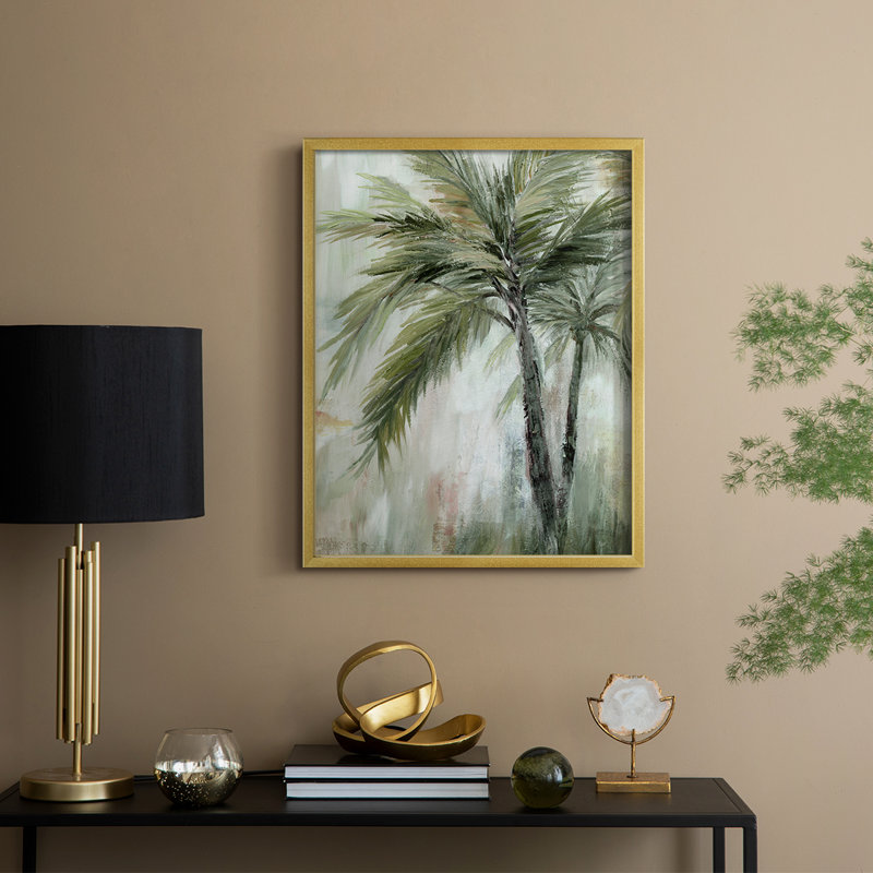 «Tropical Palm II», reproduction encadrée - bois massif, H 11 po x l 9 po, Doré