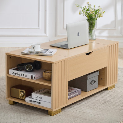 Table basse à plateau relevable avec rangement pour le salon, les espaces ouverts et le compartiment caché