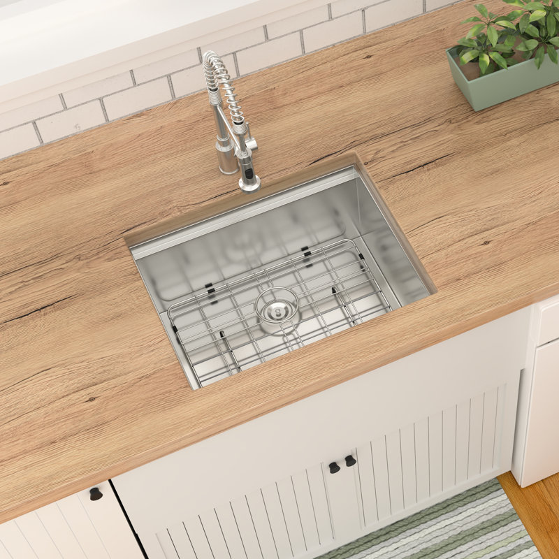 16 Gauge Stainless Steel 24" X 18" 13" Undermount Laundry Workstation Sink With - Scratch Finish And Drainage System Brushed