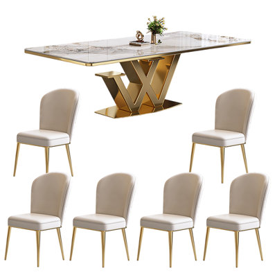 Luxury modern simple rectangular dining table sets