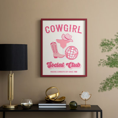 Cowgirl Social Club, reproduction encadrée - bois massif