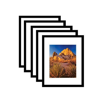 Set of 5 13.4"*3.1"*16.4" Picture Frames, PVC Wall Mount Frames with PS Glass & Acid-Free Mat – Horizontal/Vertical Display for Photos, Art, Certificates