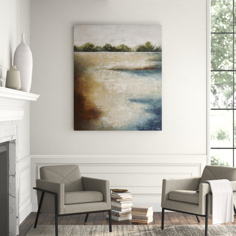 Reverant Coast Line - peinture sur toile tendue, H 36 po x l 30 po x P 1,5 po, Gel coupé au couteau