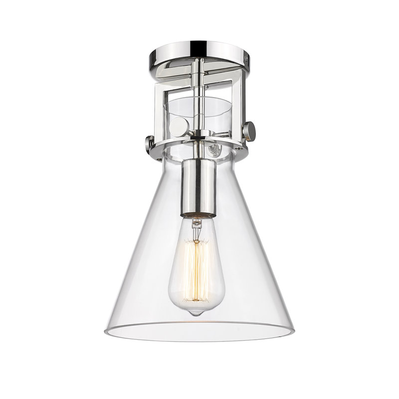 Skokie Glass Semi Flush Mount, Clear, Polished Nickel