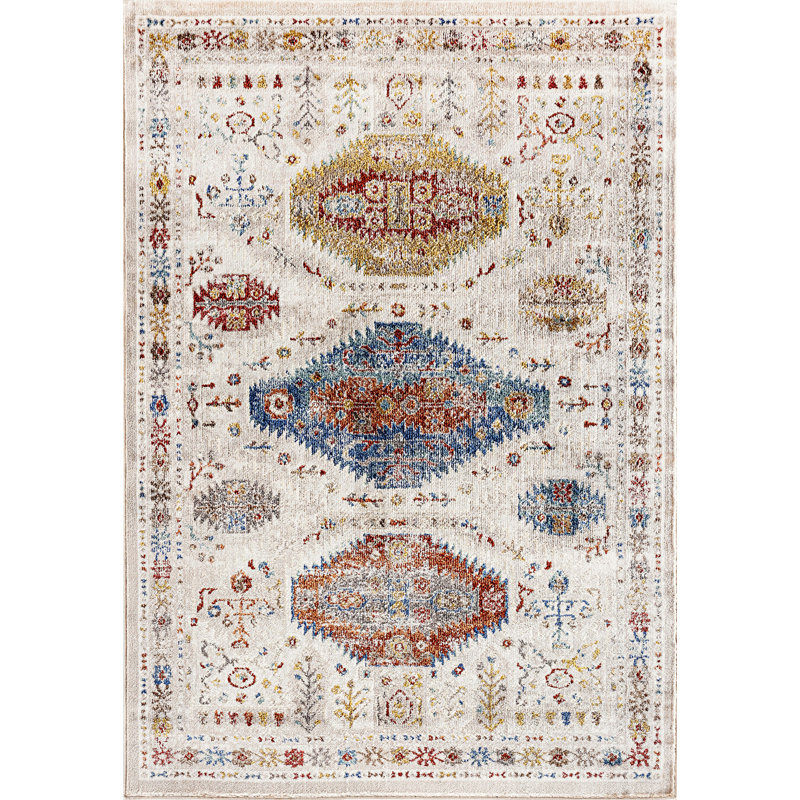 Tapis beige / orange / jaune Osawatomie, Rectangle 5 pi 3 po x 7 pi 2 po
