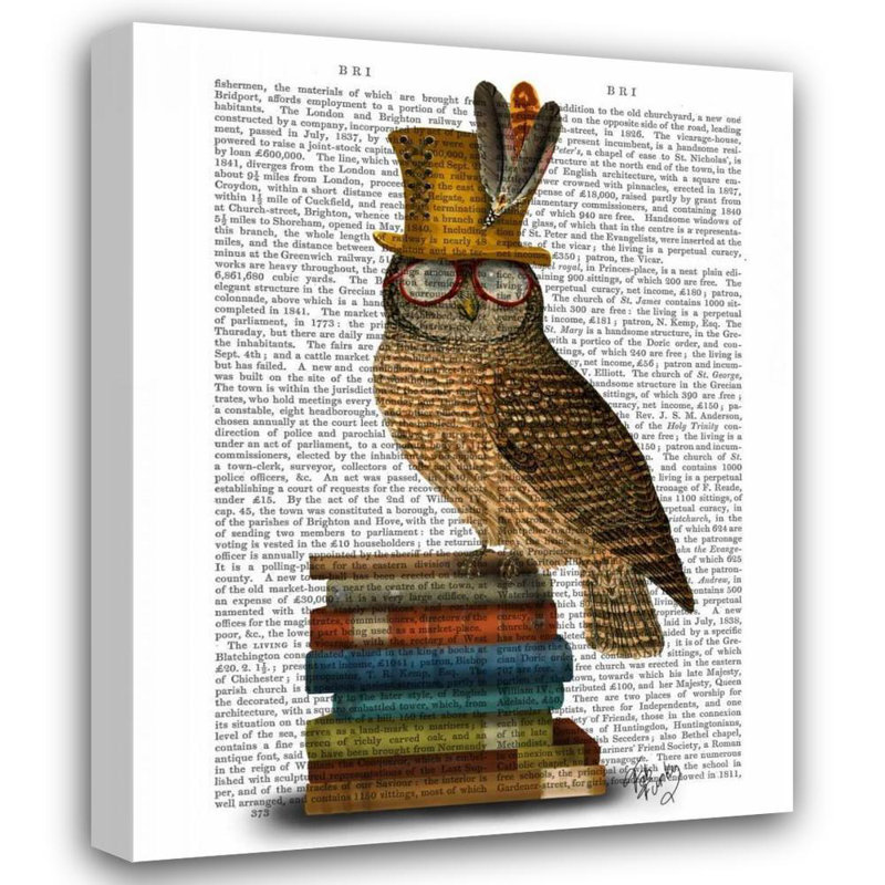 Art sur toile tendue Trinx Fab Funky Gallery, «Owl On», H 18 po x l 15 po