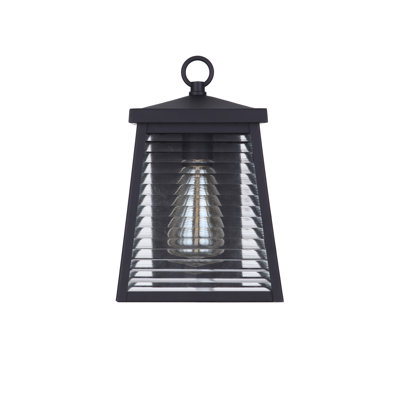 Lanterne murale d'extérieur en verre nervuré H 10,5 po Lylafaye Midnight