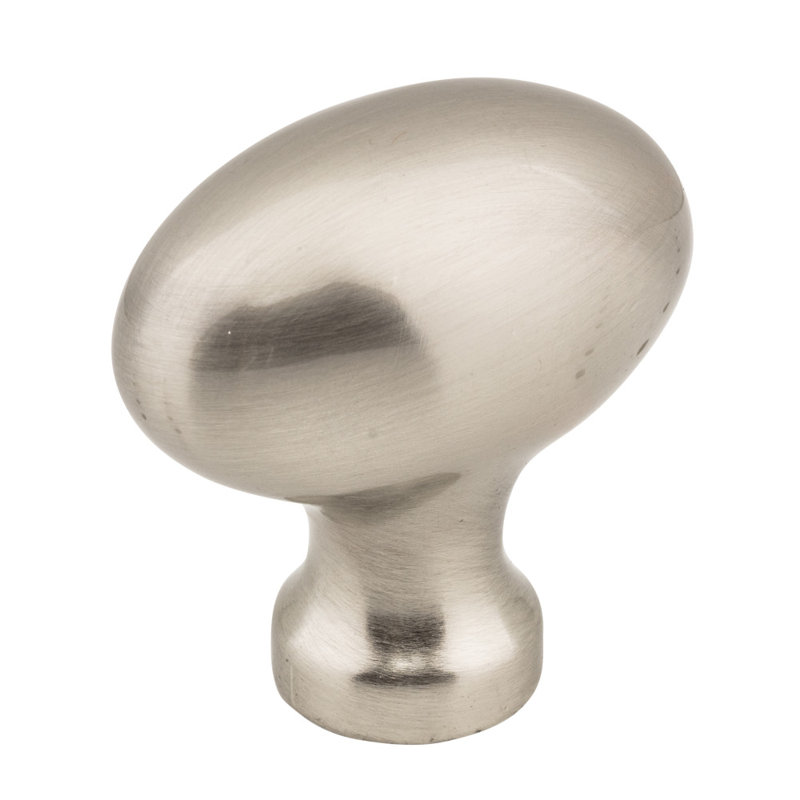 Oversized Lyon 1 5/8" Length Oval Knob, Satin Nickel