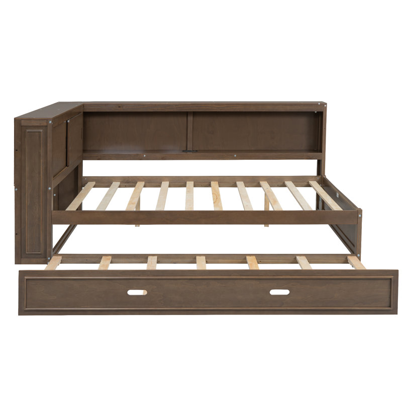 Lit de jour à DEL avec couchette de chargement et de rangement USB, Bois antique