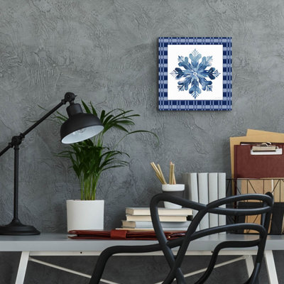 'Blue Snowflake Christmas B'  by Jean Plout Acrylic Glass Wall Art, 12" x 12"